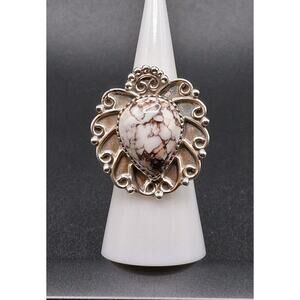 Wild Horse Ring, Adjustable, Southwestern Style, Silver, Statement Piece